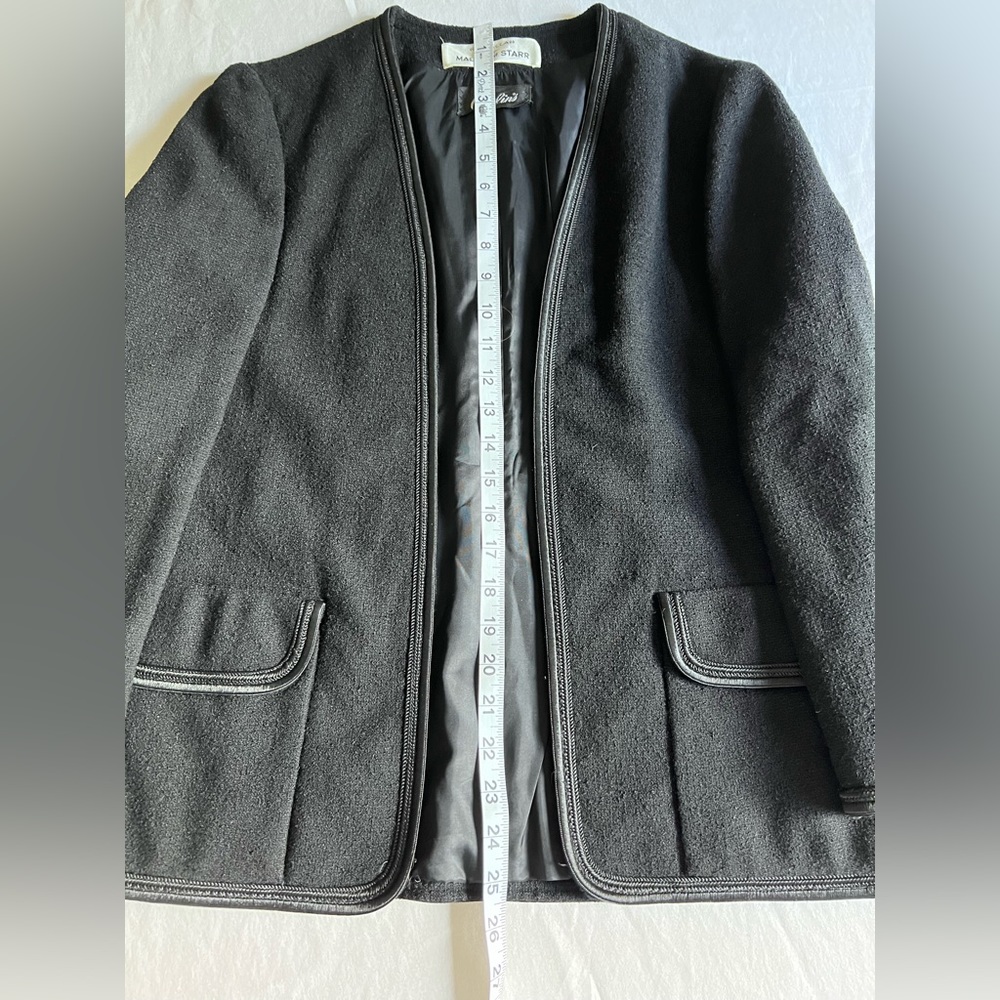 Malcolm Starr VINTAGE Rizkallah Black Boucle Union Made Wool Jacket Blazer Sz 12 - Picture 13 of 15